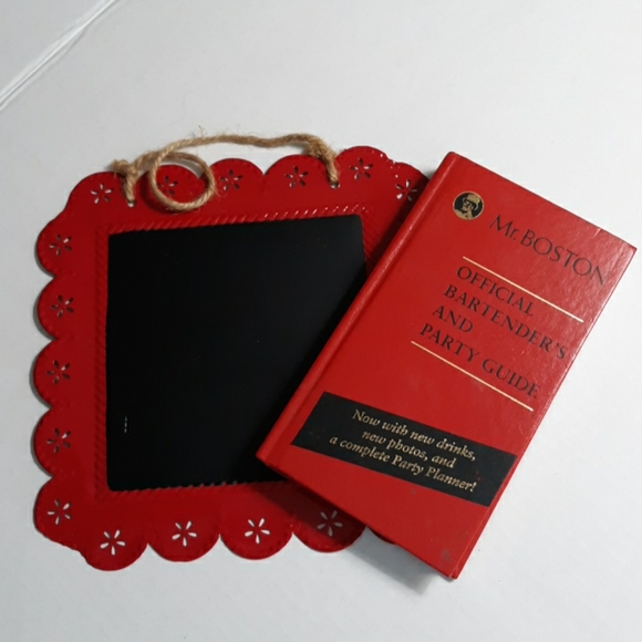 - Red metal magnetic chalkboard, bartender book - Picture 1 of 3